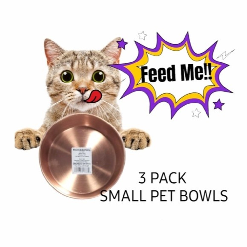 Boots & Barkley Stainless Steel Cat Dish Pet Bowl Rubber Bottom Lot Of 3